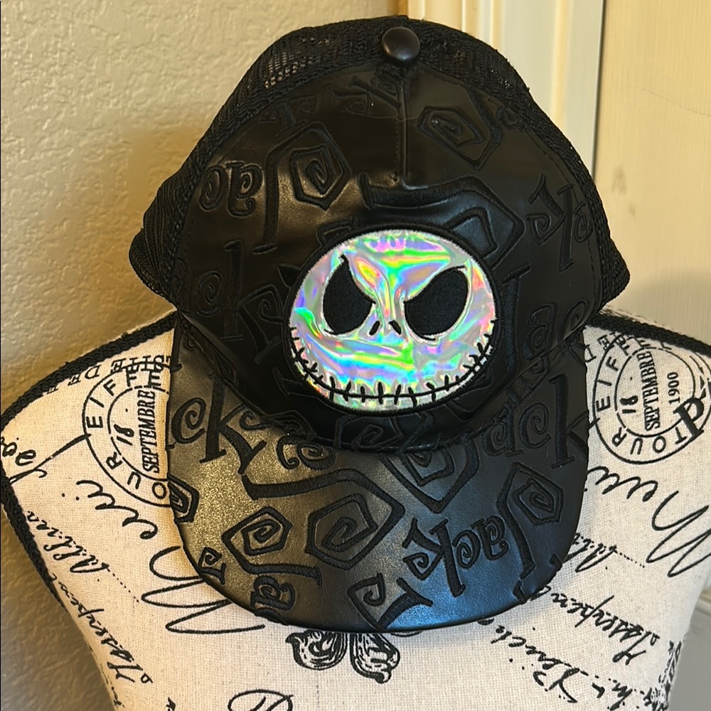 Disney Jack Skellington Black and Silver Holographic Trucker Cap